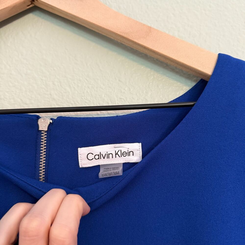 nwt new calvin klein short sleeve Ruffle-Hem Sheath Dress size 16W - Picture 4 of 5